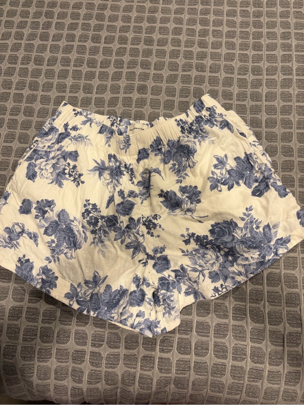 Abercrombie & Fitch White Shorts with Blue Floral Print